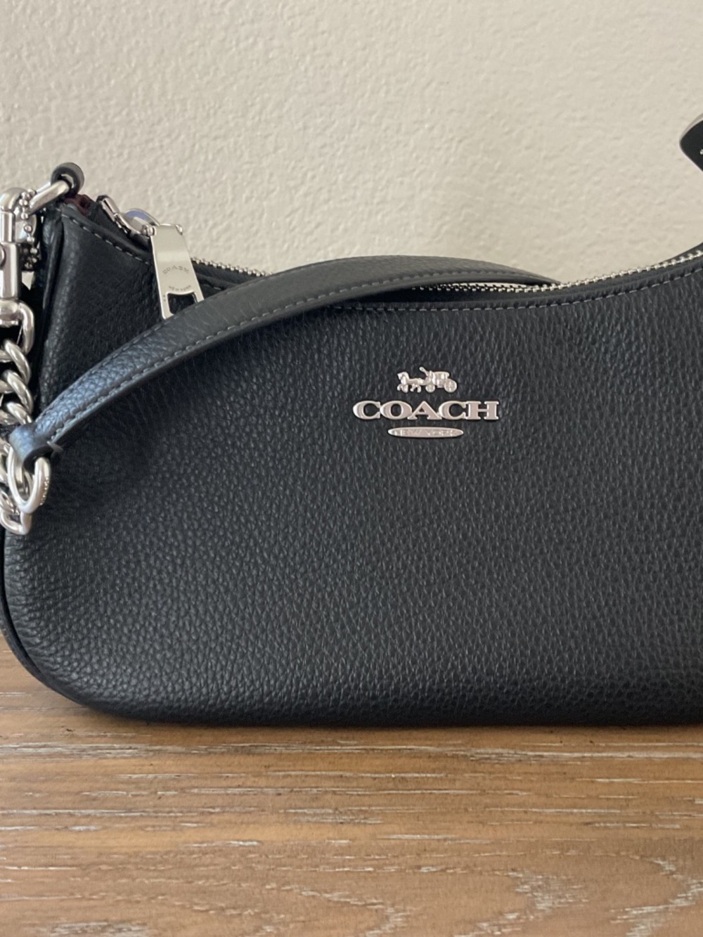 Coach Teri Shoulder Bag - Pebbled Leather/Silver/Black - Picture 3 of 10